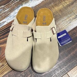 Birkenstock Light Tan Suede Slip-Ons